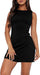 Women's Summer Sleeveless Boat Neck Mini Dress Slim Fit