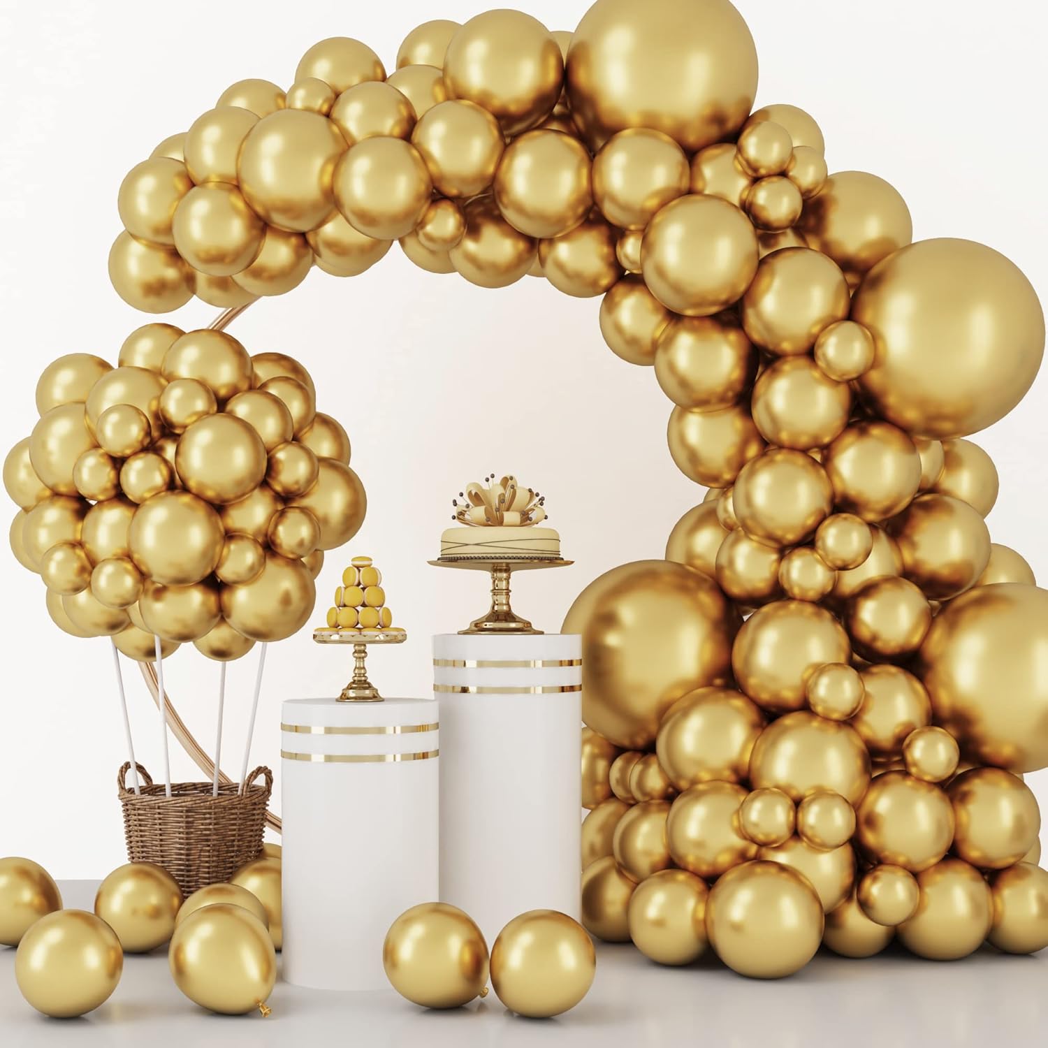 129pcs Metallic Gold Balloons Different Sizes 18 12 10 5 Inch