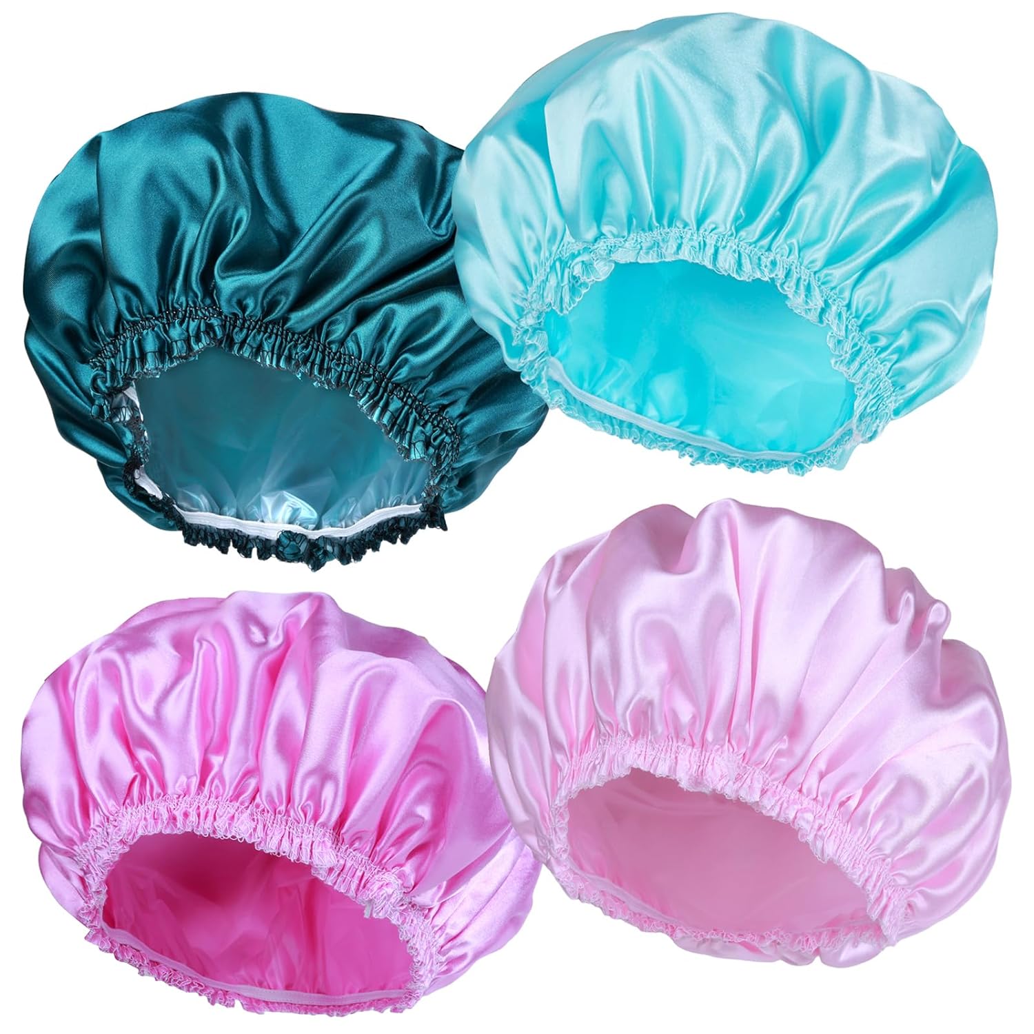Shower Caps for Women, 4 PCS