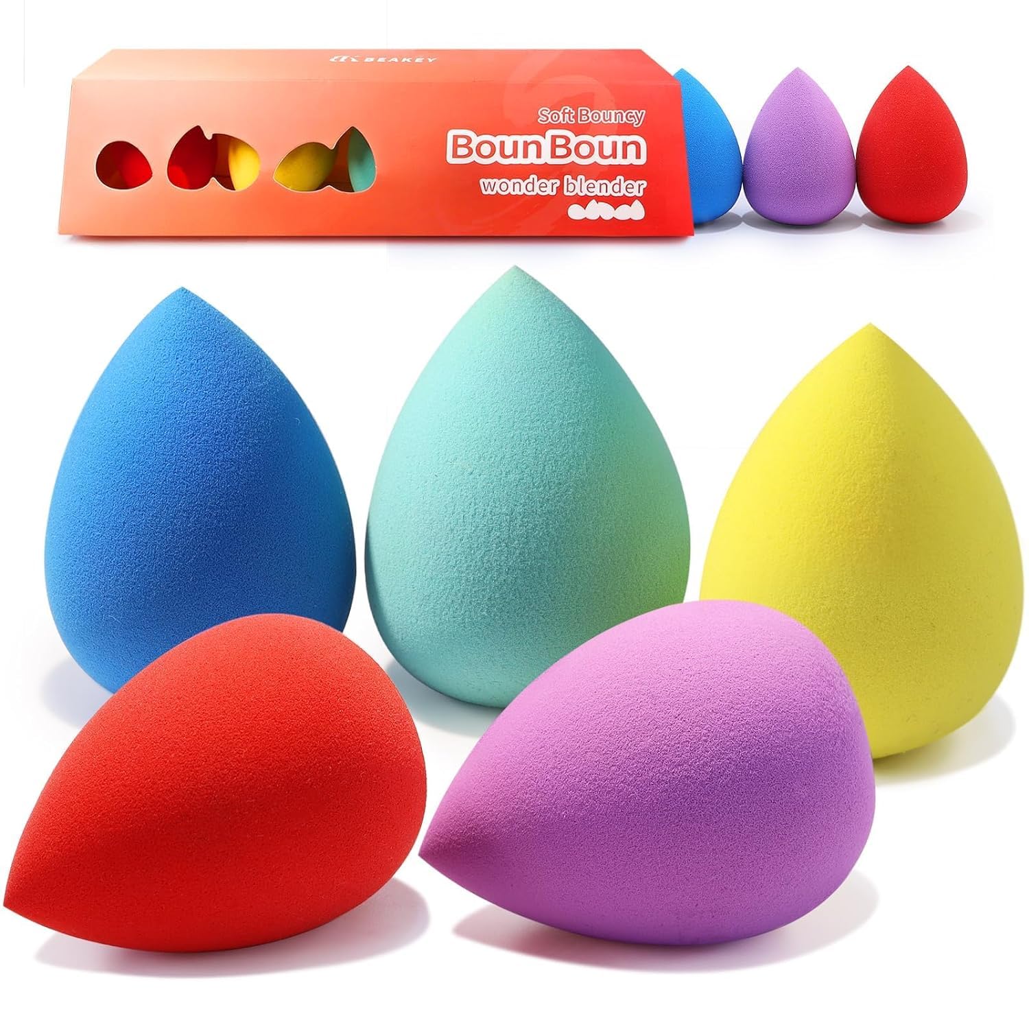 Makeup Sponge 5 Pcs Set, Latex-Free Boun Boun Beauty Sponge for Blending