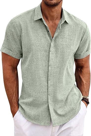 Men's Linen Shirts Short Sleeve Casual Shirt