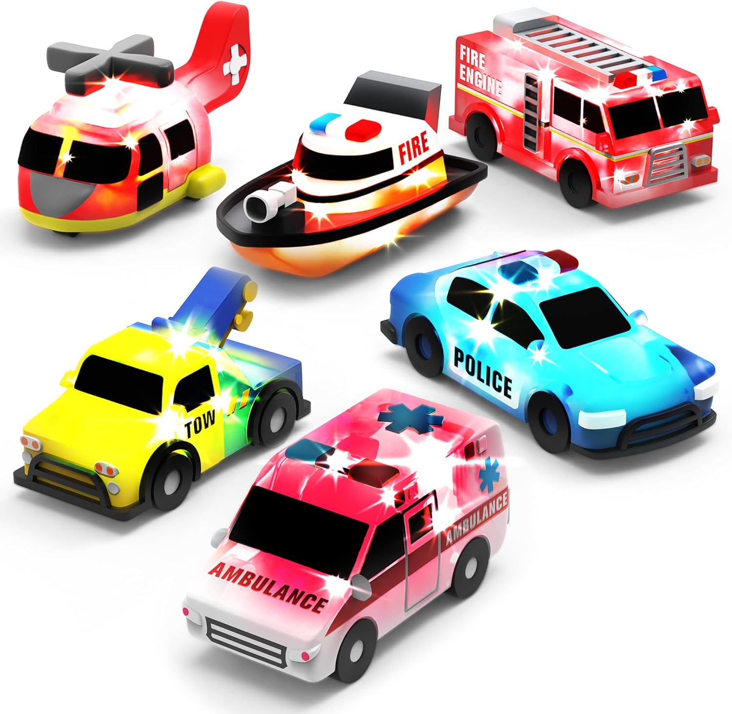 Emergency™ Cars Light Up Bath Toys, 6 Pack