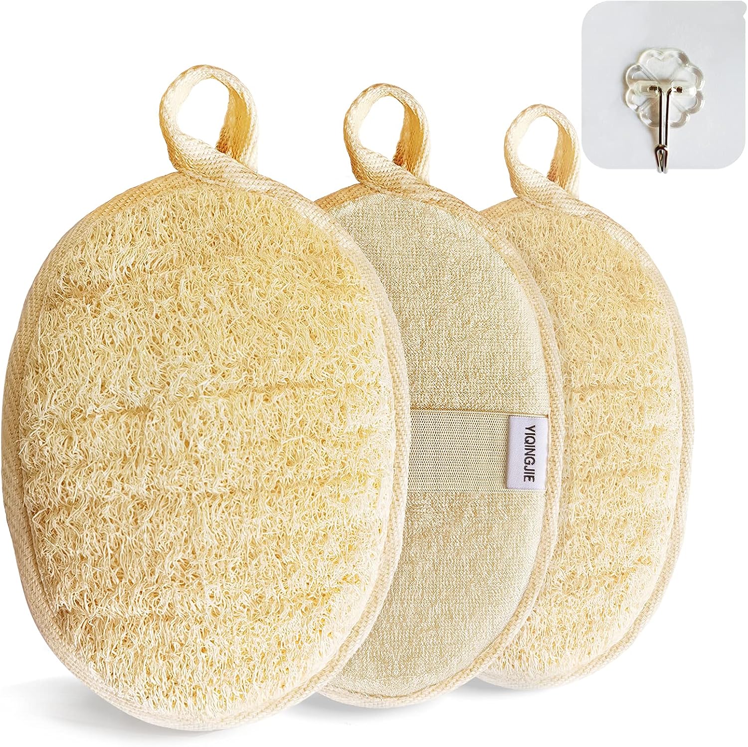 Natural Loofah Sponge Exfoliating Body Scrubber (3 Pack)