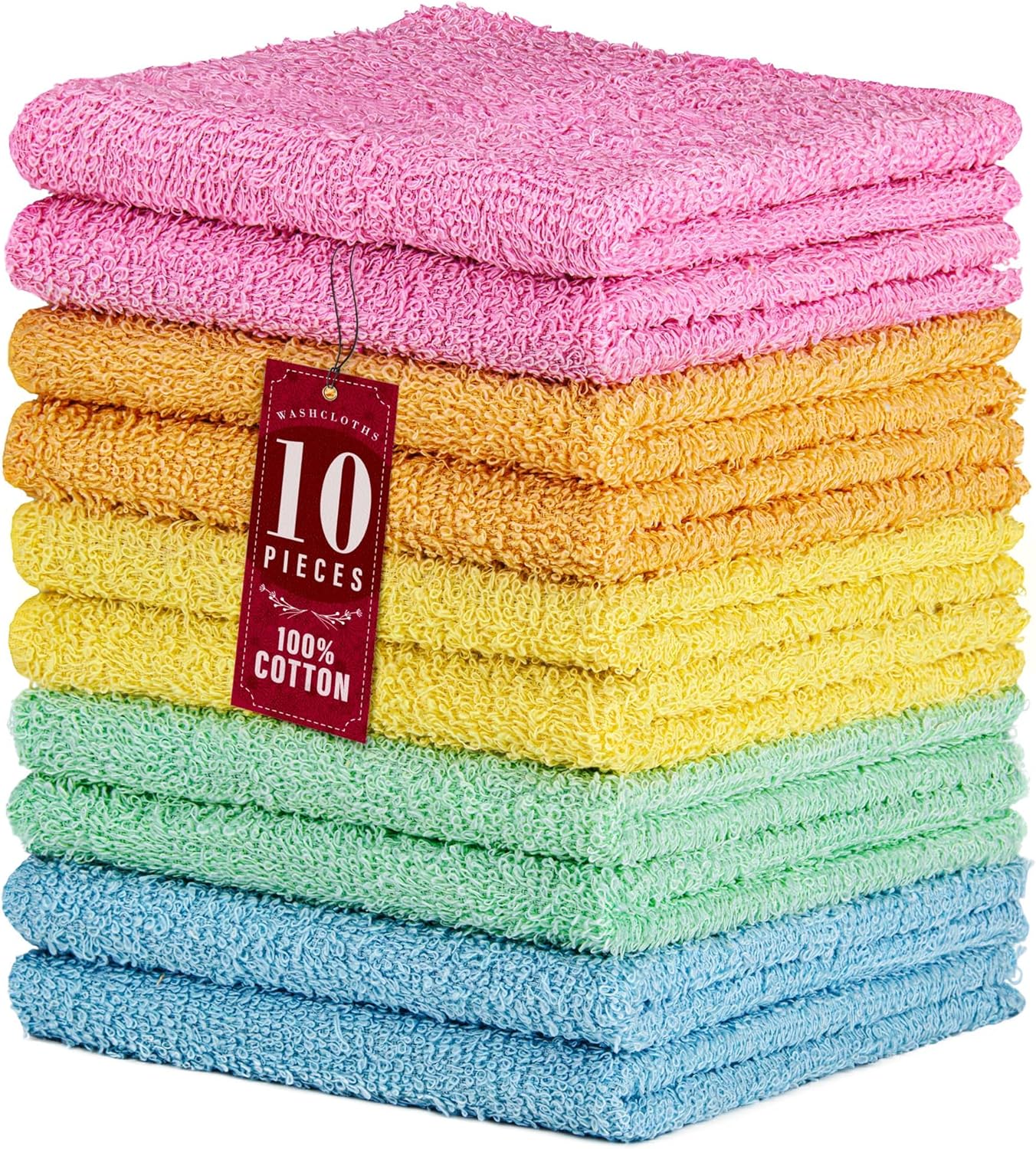 10 Pack 100% Cotton Wash Cloth